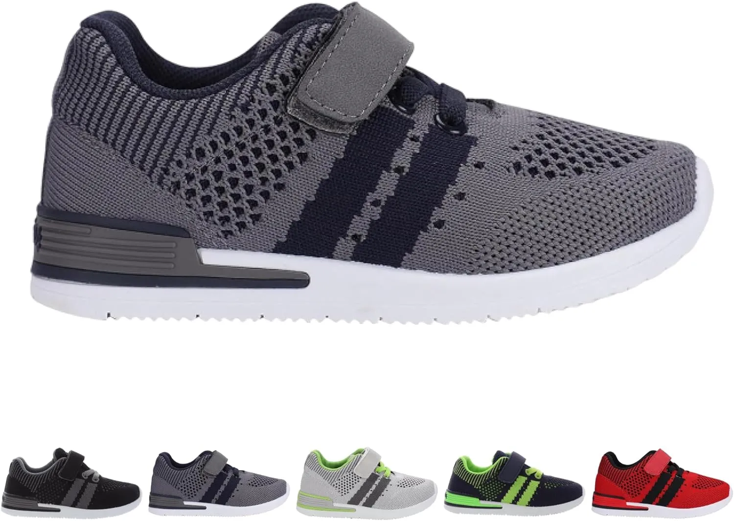 Oomphies Wynn Boys Athletic Sneakers  Breathable Knit Upper, Hook & Loop Closure, Cushioned Insole & Lightweight Design