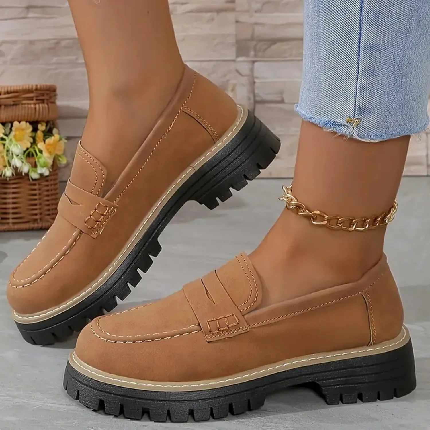 Orthopedic Shoes for Women Orthoture-Orthopedic Platform Loafers, Comfort Orthopedic Shoes, Womens Round Toe Walking Shoe, Slip On Shoes