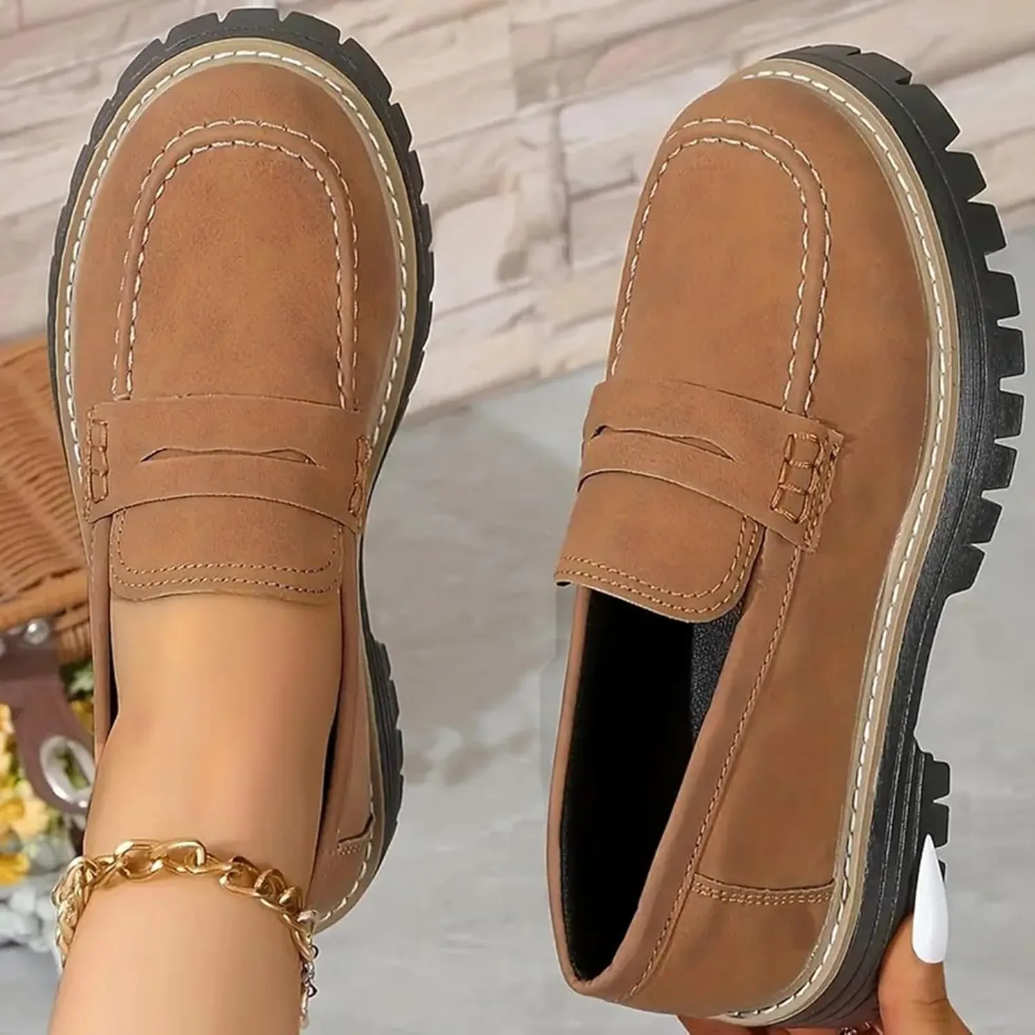 Orthopedic Shoes for Women Orthoture-Orthopedic Platform Loafers, Comfort Orthopedic Shoes, Womens Round Toe Walking Shoe, Slip On Shoes