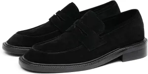 Santimon Men’s Suede Penny Loafers Slip-On Dress Shoes – Genuine Leather Upper, Anti-Slip Rubber Sole, Business Casual Suit Shoes for Office, Wedding & Everyday Wear