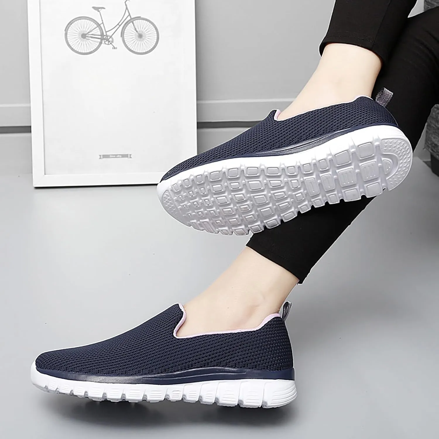 SBGMoSJ Casual Sneakers for Women Wide Zapatos Negros para Mujer Altos Womens Walking Shoes Slip On Sneakers Wide Width Black Tennis Shoes for Women Nursing Zapatos OrtopéDicos para Mujeres El