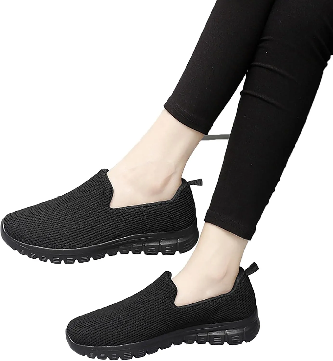 SBGMoSJ Casual Sneakers for Women Wide Zapatos Negros para Mujer Altos Womens Walking Shoes Slip On Sneakers Wide Width Black Tennis Shoes for Women Nursing Zapatos OrtopéDicos para Mujeres El