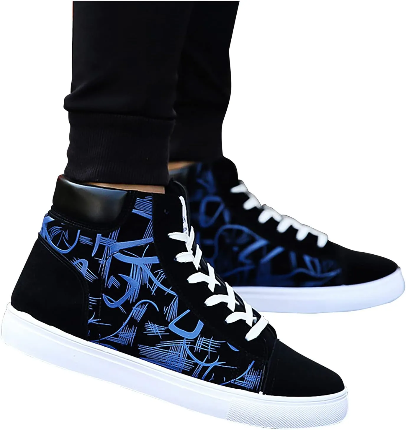 SBGMoSJ High Top Wedge Sneakers for Women Size 12 Slip On Shoes Women Mule Sneakers Casual Black Shoes for Women 2023 Trendy Chunky Sneakers for Women Platform Comfy Shoes for Women Dressy