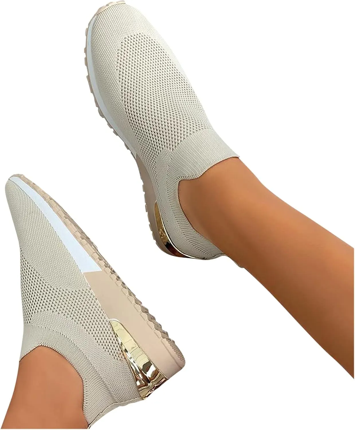 SBGMoSJ Women's Fashion Sneakers Lace-Up Woven Knit Upper Women's Wedge Fashion Sneakers Black Shoes Women Slip Ons Womens Fashion Sneakers Athletic Shoes Women Size 5.5