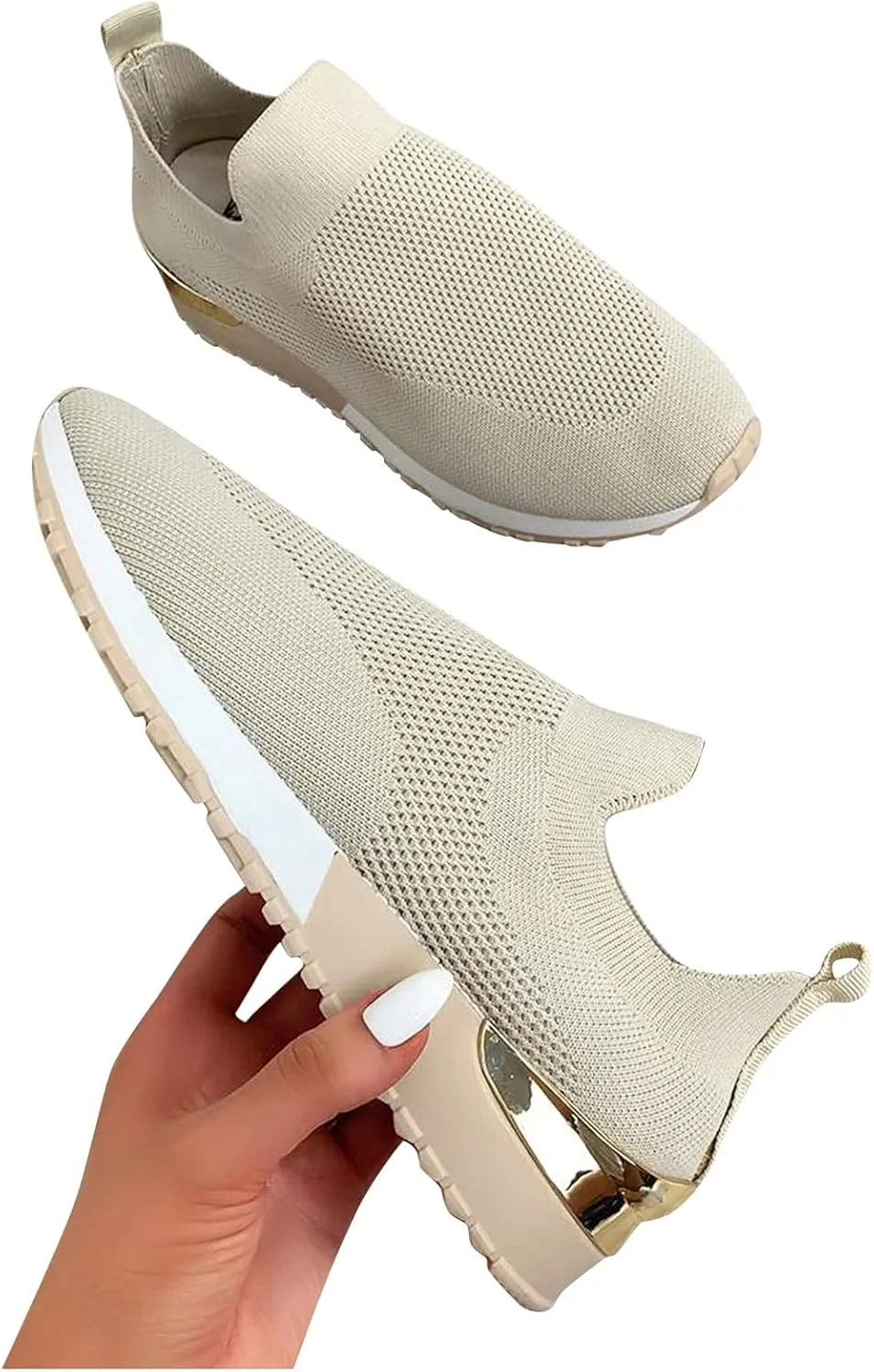 SBGMoSJ Women's Fashion Sneakers Lace-Up Woven Knit Upper Women's Wedge Fashion Sneakers Black Shoes Women Slip Ons Womens Fashion Sneakers Athletic Shoes Women Size 5.5