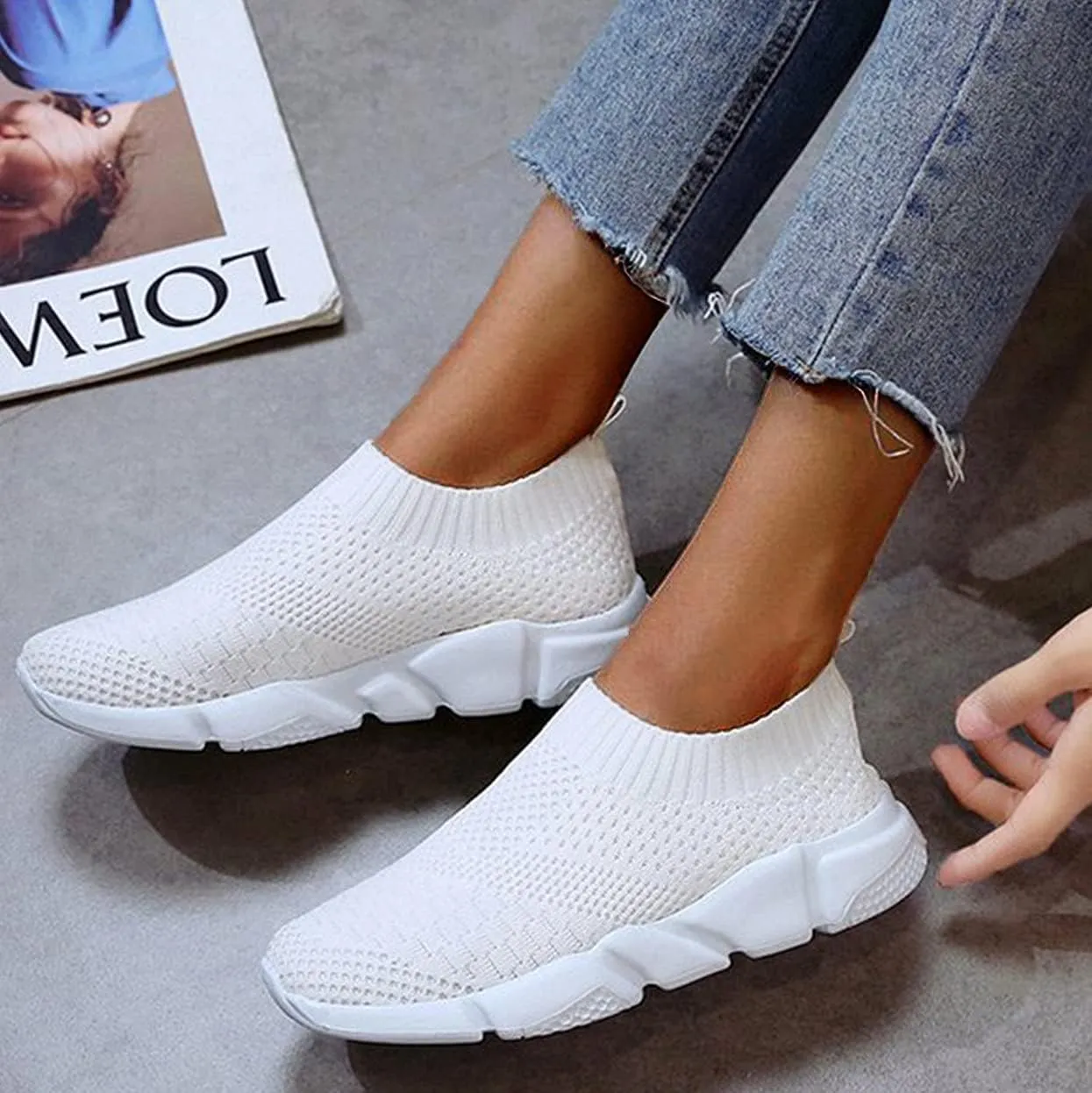 SBGMoSJ Women's Sneakers Size 9 Slip On Slip On Shoes for Women 2023 Wide Width White Canvas Tennis Shoes for Women Womens High Top Sneakers with Zipper Slip Resistant Work Shoes for Women Nurse