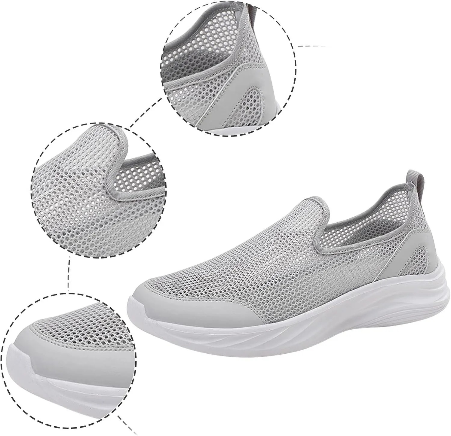Shoe Made with Natural Materials Men Sports Shoes Fashionable New Pattern Hollow Mesh Solid Color Simple Breathable