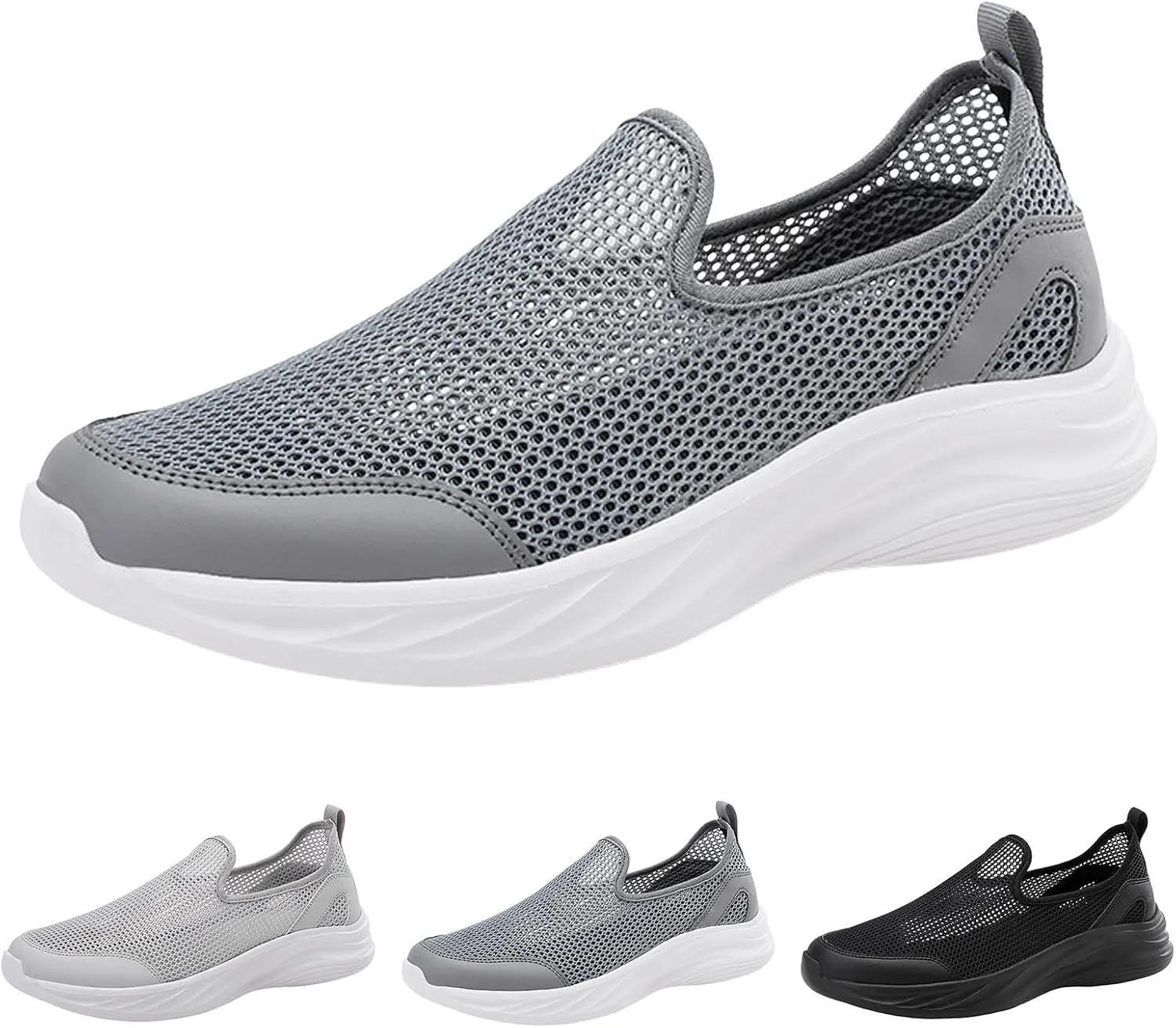 Shoe Made with Natural Materials Men Sports Shoes Fashionable New Pattern Hollow Mesh Solid Color Simple Breathable