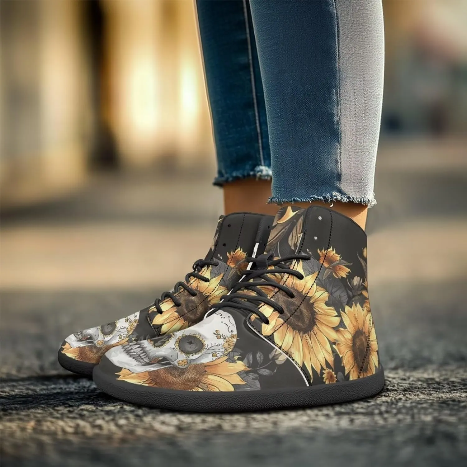 Skull High Top Basketball Barefoot Shoes for Men Women Casual Walking Work Shoes Running Sneakers