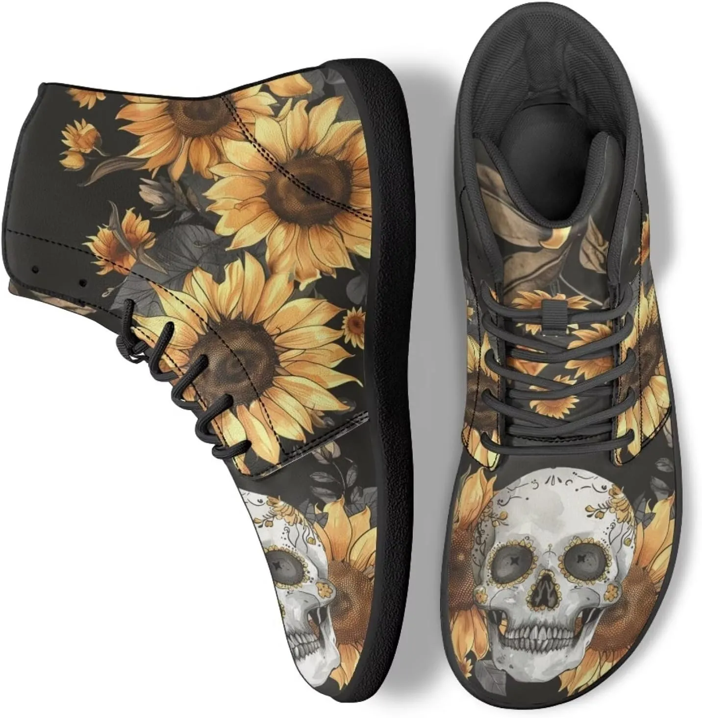 Skull High Top Basketball Barefoot Shoes for Men Women Casual Walking Work Shoes Running Sneakers
