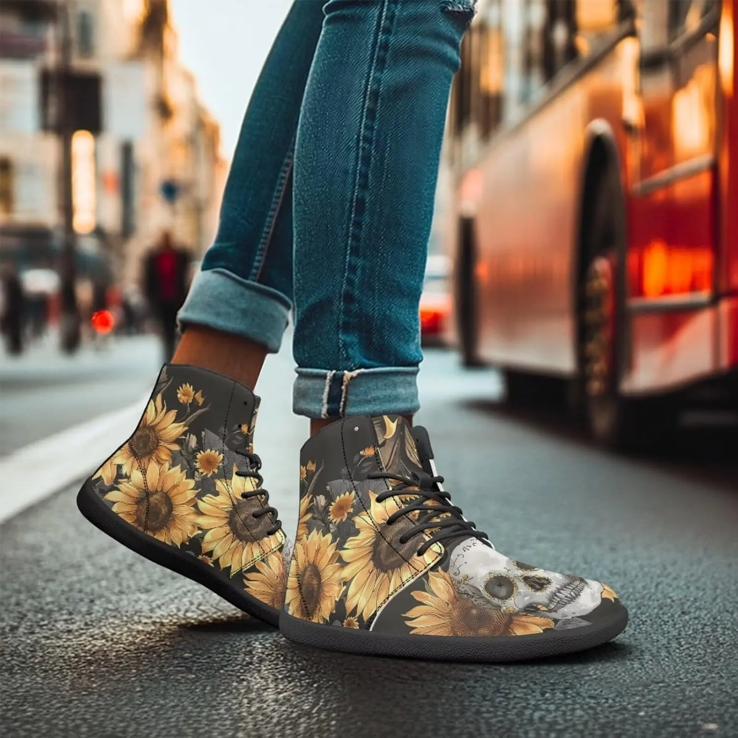Skull High Top Basketball Barefoot Shoes for Men Women Casual Walking Work Shoes Running Sneakers