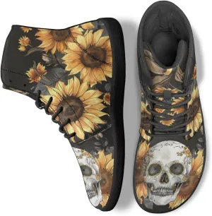 Skull High Top Basketball Barefoot Shoes for Men Women Casual Walking Work Shoes Running Sneakers