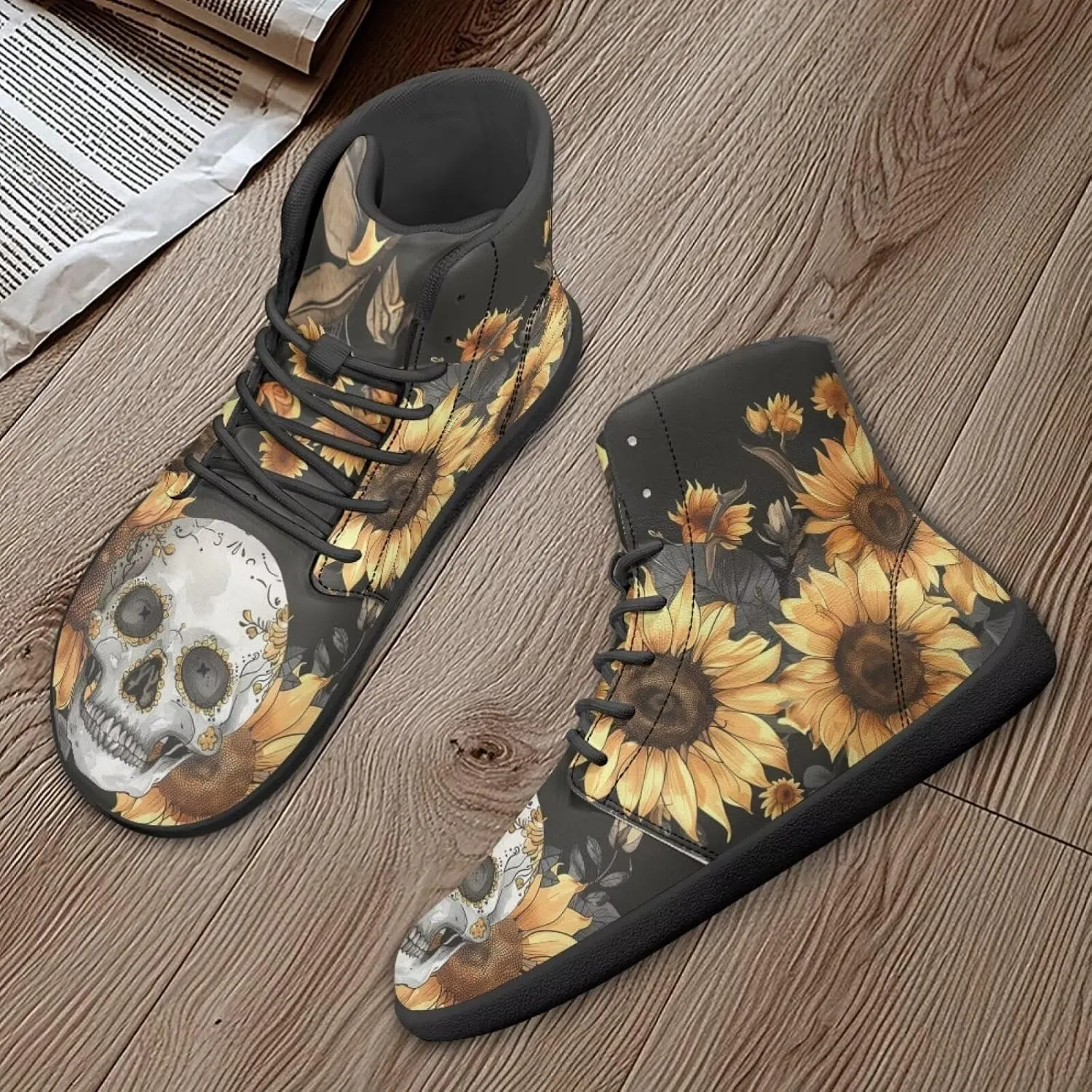 Skull High Top Basketball Barefoot Shoes for Men Women Casual Walking Work Shoes Running Sneakers