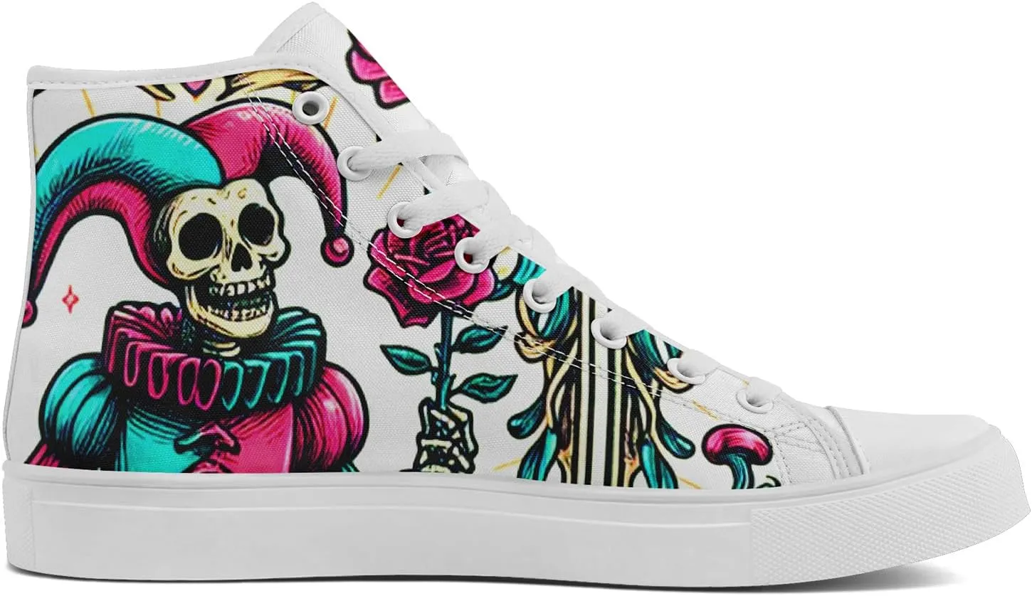 Skull Shoes for Women Men High Top Canvas Sneaker Punk Rock Joker Print Shoes Student Casual Walking Streetwear