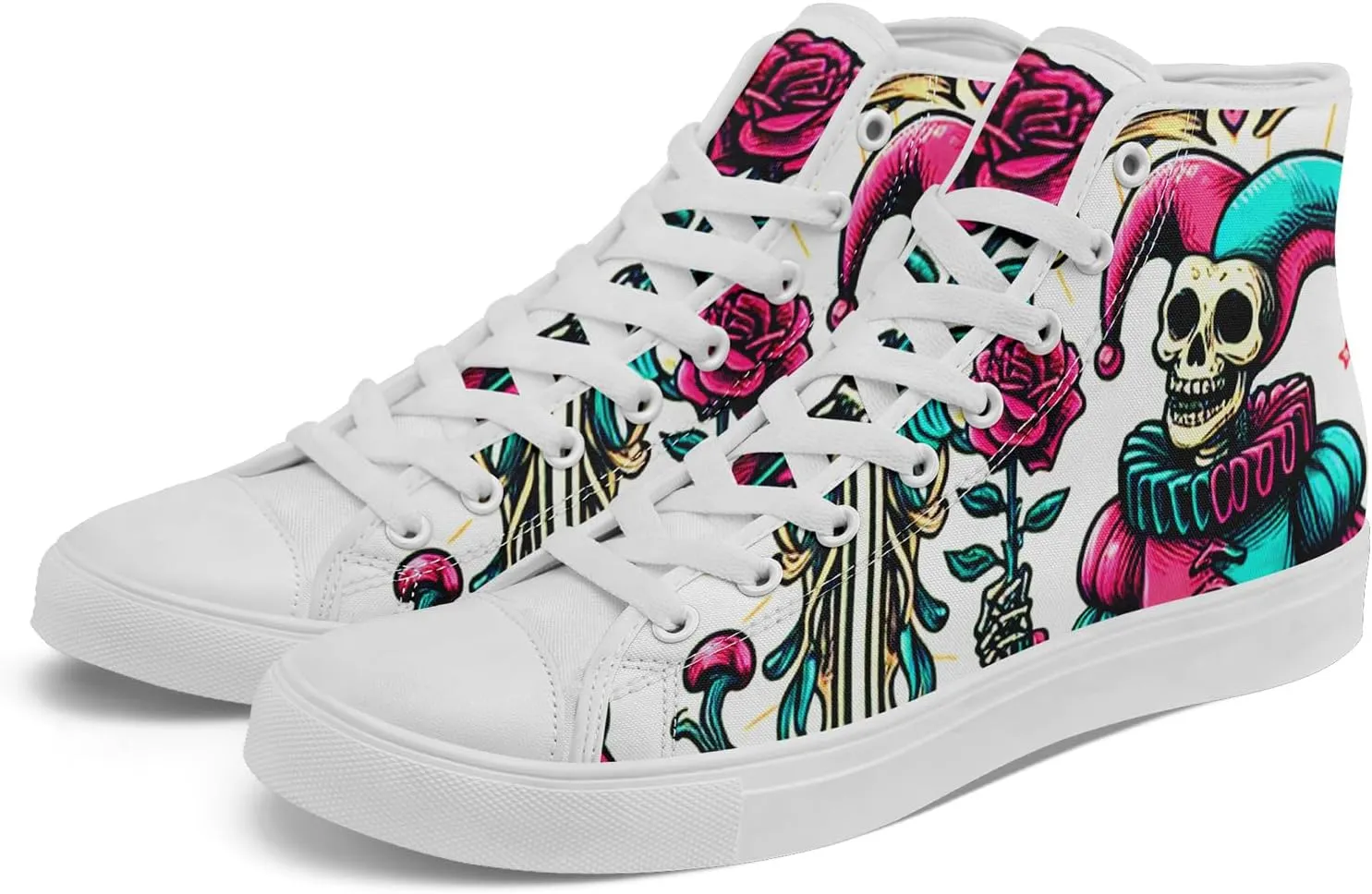 Skull Shoes for Women Men High Top Canvas Sneaker Punk Rock Joker Print Shoes Student Casual Walking Streetwear