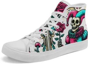 Skull Shoes for Women Men High Top Canvas Sneaker Punk Rock Joker Print Shoes Student Casual Walking Streetwear