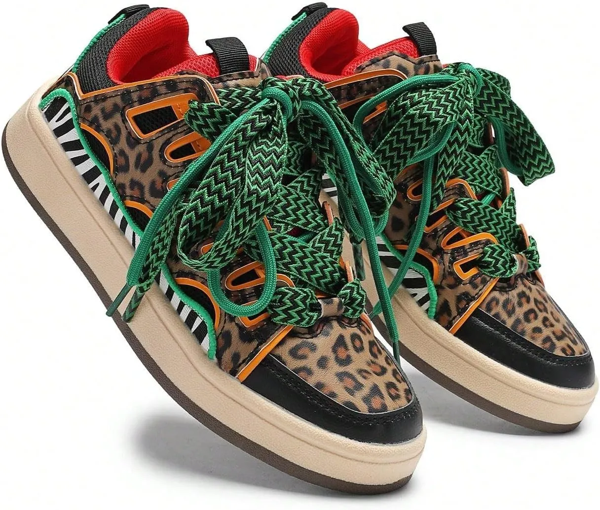 Sneakers for Women Casual Leopard Print Low-Top Comfortable Sporty Flat Shoes, Suitable for All Seasons, Fashionable Couple Style, Plus Size