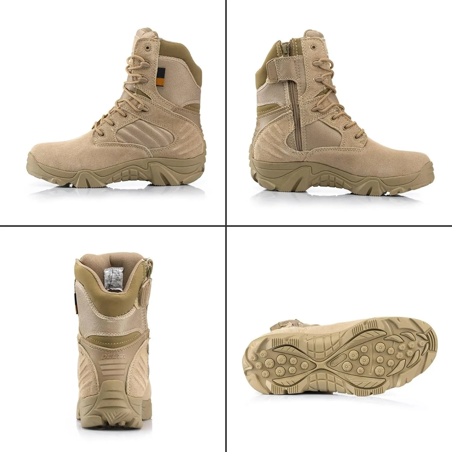 Tactical Combat Boots with Side Zipper | Waterproof, Slip-Resistant, Lightweight Military Boots for Hiking, Trekking, & Work