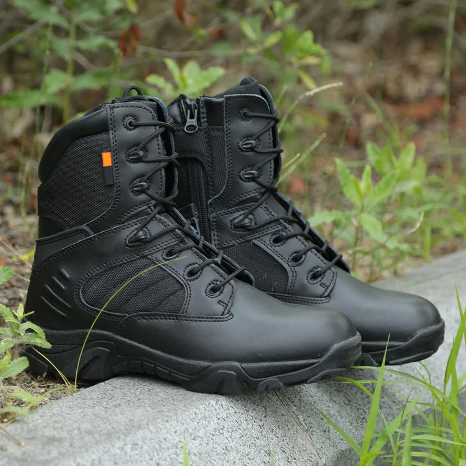 Tactical Combat Boots with Side Zipper | Waterproof, Slip-Resistant, Lightweight Military Boots for Hiking, Trekking, & Work
