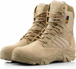 Tactical Combat Boots with Side Zipper | Waterproof, Slip-Resistant, Lightweight Military Boots for Hiking, Trekking, & Work