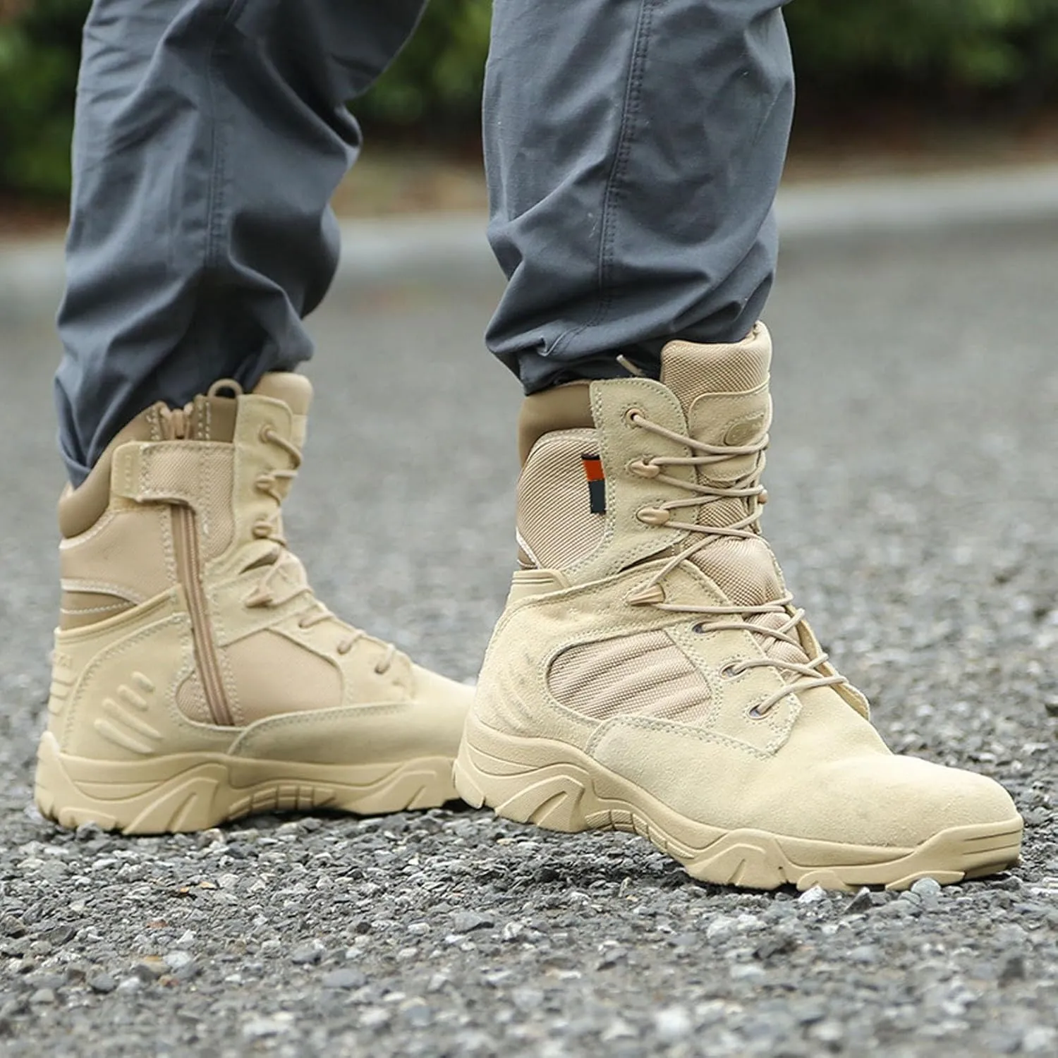 Tactical Combat Boots with Side Zipper | Waterproof, Slip-Resistant, Lightweight Military Boots for Hiking, Trekking, & Work