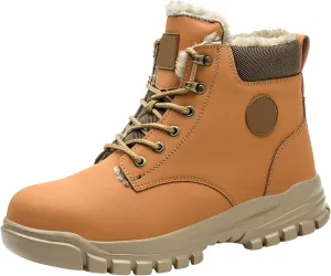 Thick Bottom Non Slip Boots for Men Fleece Lined Warm Ankle Boots Lace Up Non Slip Winter Cold Weather Hiking Boots Men