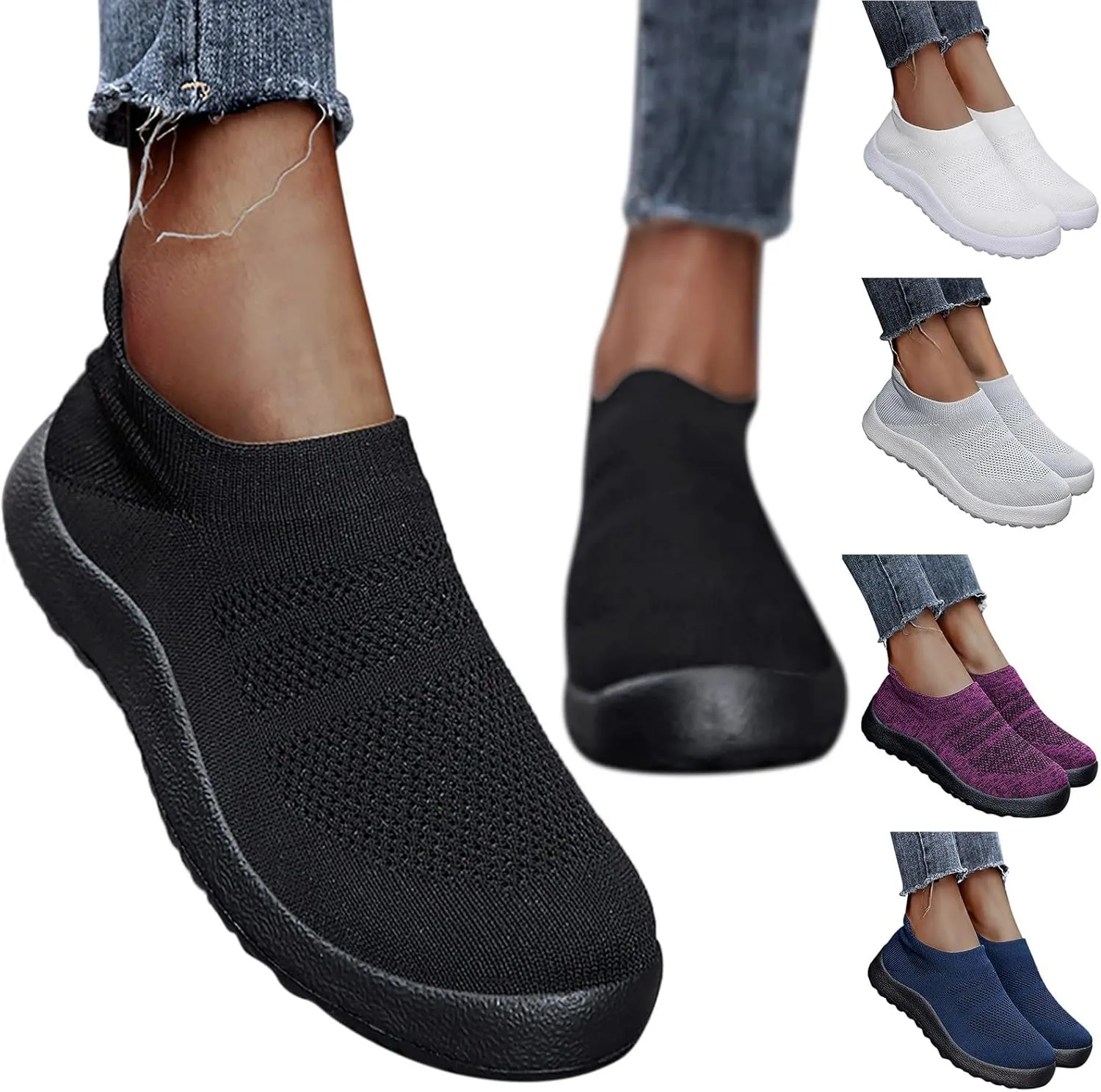 Versatile & Casual Sneaker Fashion Summer Men Sports Shoes Flat Bottom Lightweight Slip On Flying Woven Mesh Breathable