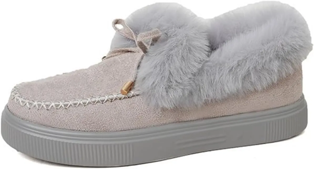 Winter Boots For Women 2024 Fashion Warm Fur Lined Snow Ankle Boots Short Booties Comfortable Slip On Loafers Shoes