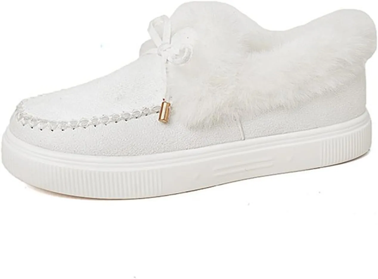 Winter Boots For Women 2024 Warm Fur Lined Snow Ankle Boots Outdoor Short Booties Fashion Slip On Loafers Shoes