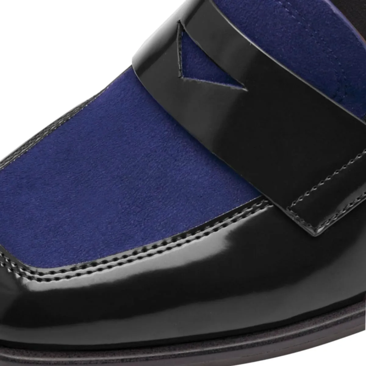 Women Chunky Block Heel Loafer Pumps Square Toe Slip On Loafer High Heels Patchwork Patent Suede Office Loafers Pumps 3 inch Thick Heels Penny Loafers Classic Retro Comfy 4-11 M US