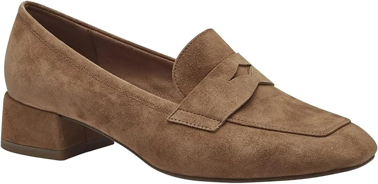 Women Low Chunky Heel Loafers Shoes Square Toe Matte Slip On Penny Loafers 1 inch Block Low Heel Dress Shoes Casual Classic Comfy Loafer Pumps Office Ladies Work Basic 4-11 M US