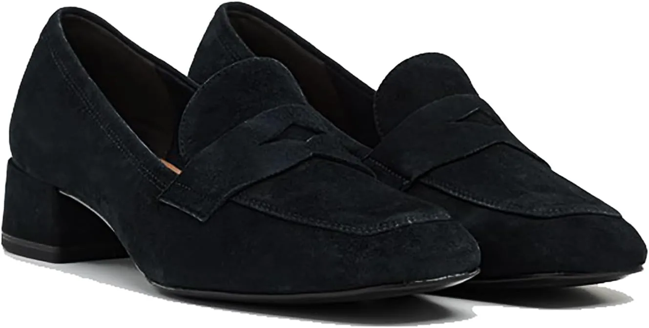 Women Low Chunky Heel Loafers Shoes Square Toe Matte Slip On Penny Loafers 1 inch Block Low Heel Dress Shoes Casual Classic Comfy Loafer Pumps Office Ladies Work Basic 4-11 M US