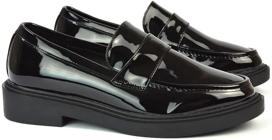 Womens Black Loafers Shoes Ladies Flat Low Heel Comfort Flexible Cushoined Sole Casual School Work Office Pumps Size 5-10