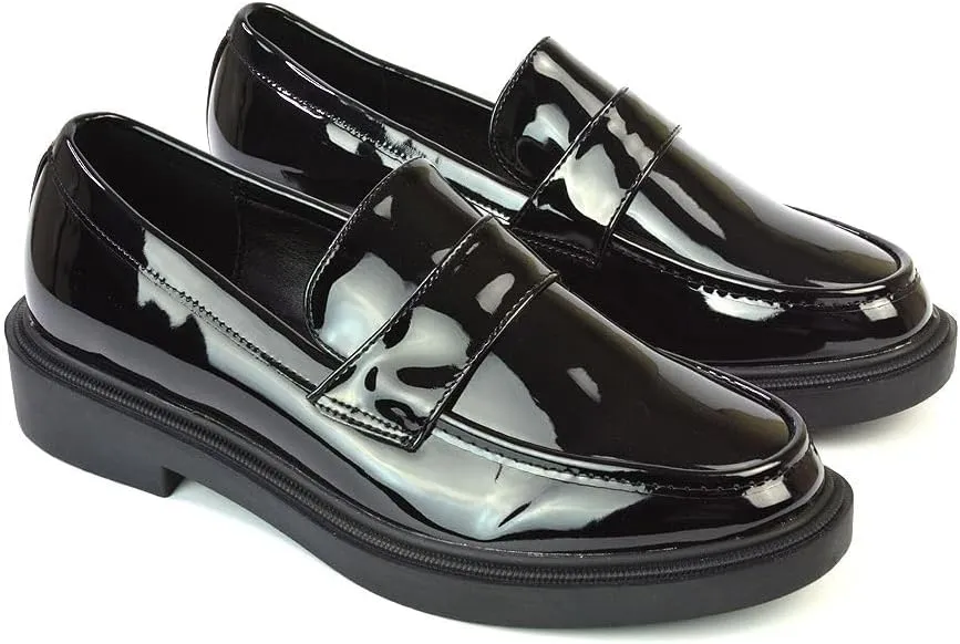 Womens Black Loafers Shoes Ladies Flat Low Heel Comfort Flexible Cushoined Sole Casual School Work Office Pumps Size 5-10