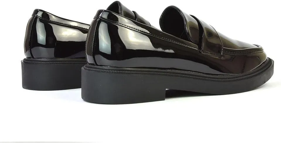 Womens Black Loafers Shoes Ladies Flat Low Heel Comfort Flexible Cushoined Sole Casual School Work Office Pumps Size 5-10