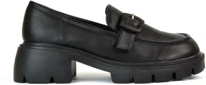 Womens Chunky Sole Loafers Ladies Slip On Low Heel Platform Pumps Felixble Cussioned Sole Buckle Shoes Size 3-8