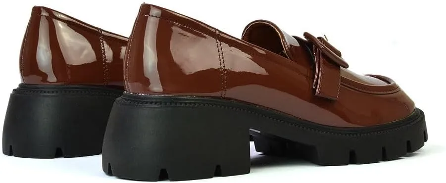 Womens Chunky Sole Loafers Ladies Slip On Low Heel Platform Pumps Felixble Cussioned Sole Buckle Shoes Size 3-8