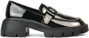 Womens Chunky Sole Loafers Ladies Slip On Low Heel Platform Pumps Felixble Cussioned Sole Buckle Shoes Size 3-8