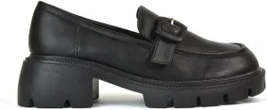 Womens Chunky Sole Loafers Ladies Slip On Low Heel Platform Pumps Felixble Cussioned Sole Buckle Shoes Size 5-10