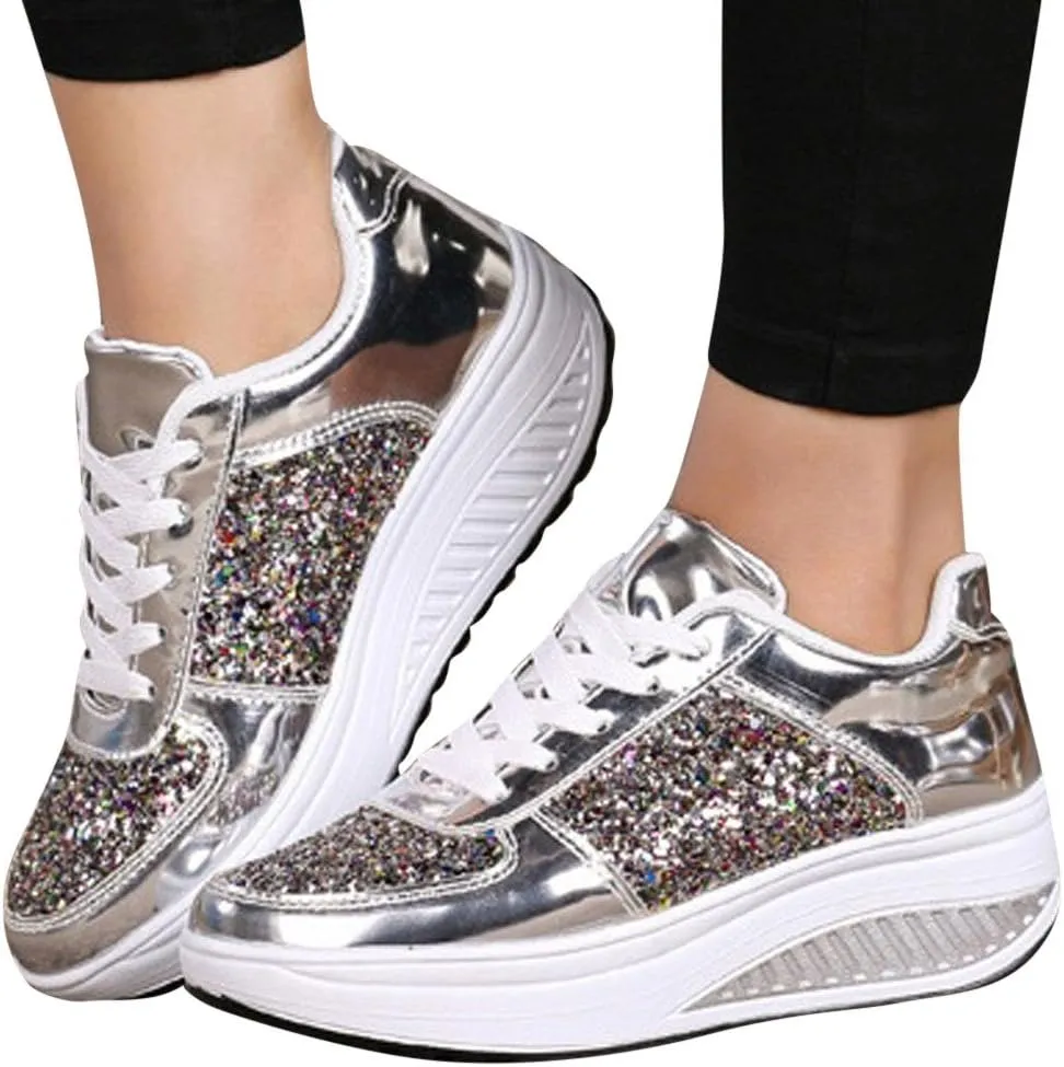 Women's Fashion Platform High Top Sneakers Zapatos para Mujer Comodos De Fiesta Wide Width Sneakers for Women Slip Ons Sneakers for Women Shoes for Wedding Guest Women Comfy Fall