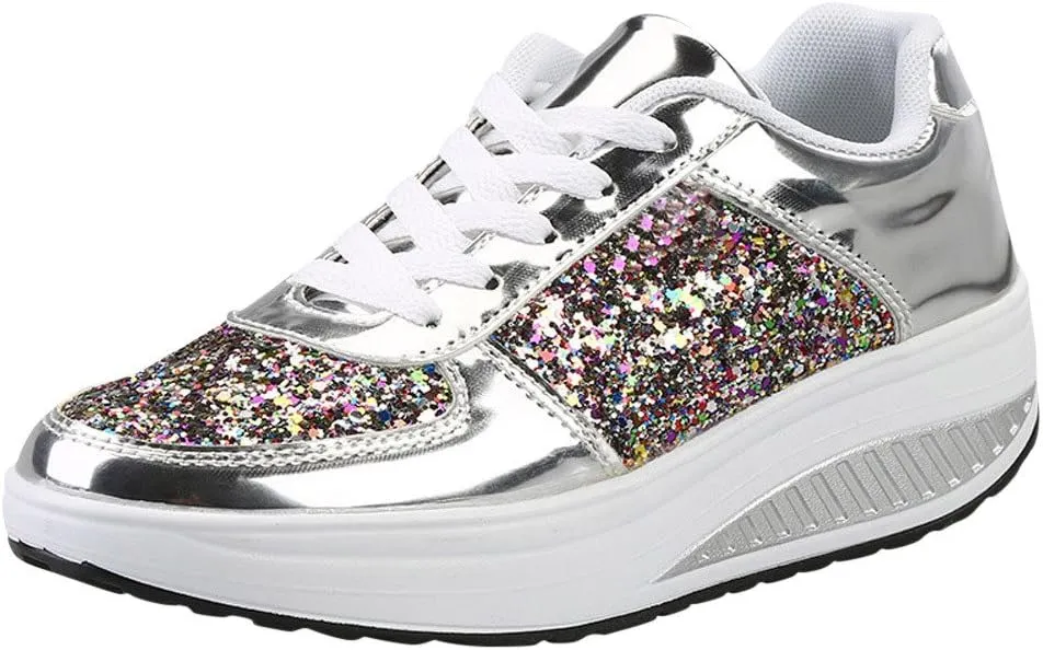 Women's Fashion Platform High Top Sneakers Zapatos para Mujer Comodos De Fiesta Wide Width Sneakers for Women Slip Ons Sneakers for Women Shoes for Wedding Guest Women Comfy Fall