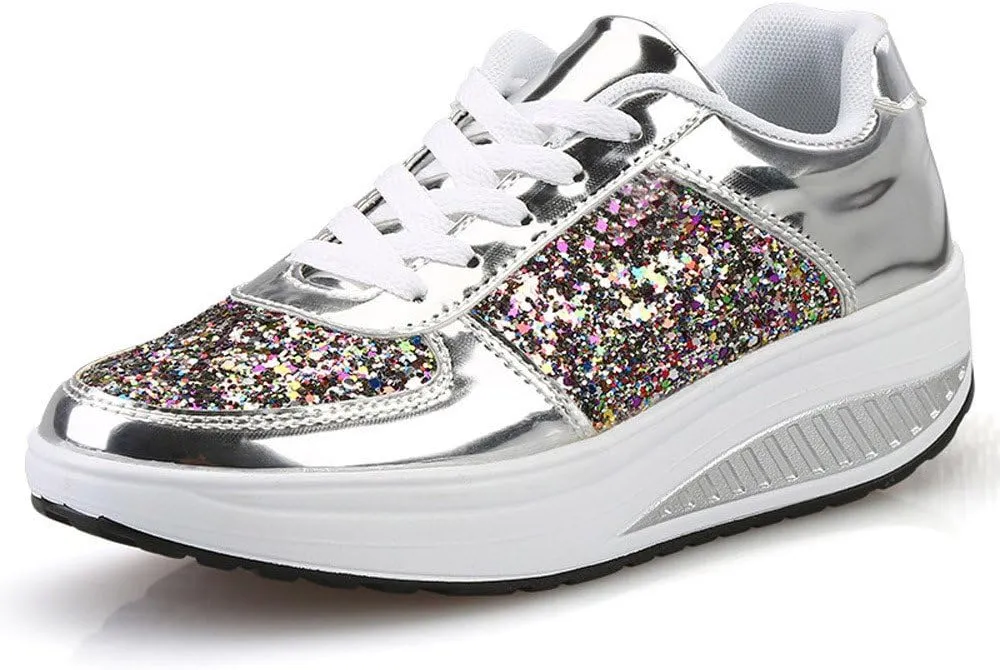 Women's Fashion Platform High Top Sneakers Zapatos para Mujer Comodos De Fiesta Wide Width Sneakers for Women Slip Ons Sneakers for Women Shoes for Wedding Guest Women Comfy Fall