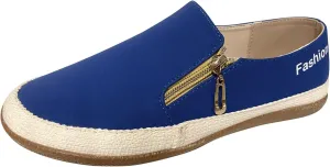 Women's Loafers Casual Shoes Ladies Fashion Solid Color Round Toe Shallow Mouth Side Zipper Flat Casual Shoes Espadrilles Workout Gym Outdoor Shoes