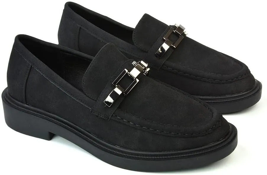 Womens Low Heel Loafers Ladies Slip On Cussioned Flexible Sole Chain Casual Work School Office Shoes Size 5-10