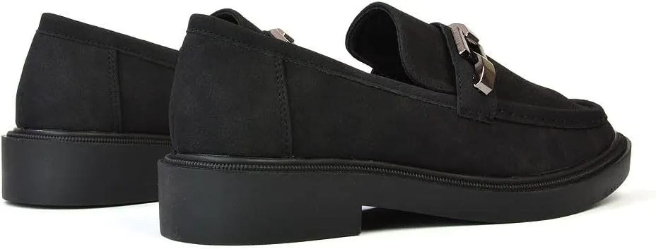 Womens Low Heel Loafers Ladies Slip On Cussioned Flexible Sole Chain Casual Work School Office Shoes Size 5-10