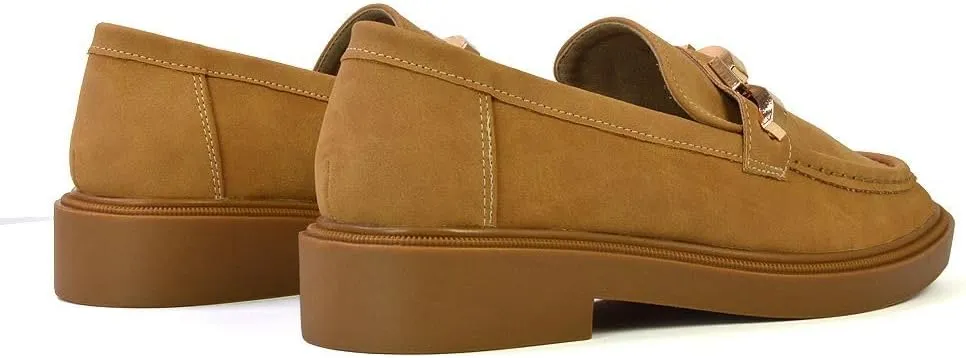Womens Low Heel Loafers Ladies Slip On Cussioned Flexible Sole Chain Casual Work School Office Shoes Size 5-10