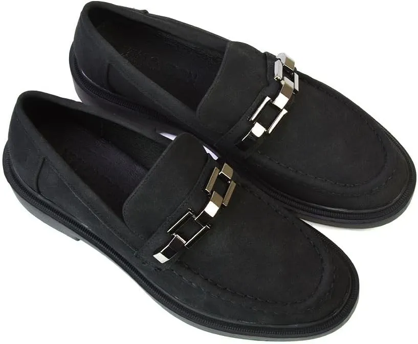 Womens Low Heel Loafers Ladies Slip On Cussioned Flexible Sole Chain Casual Work School Office Shoes Size 5-10