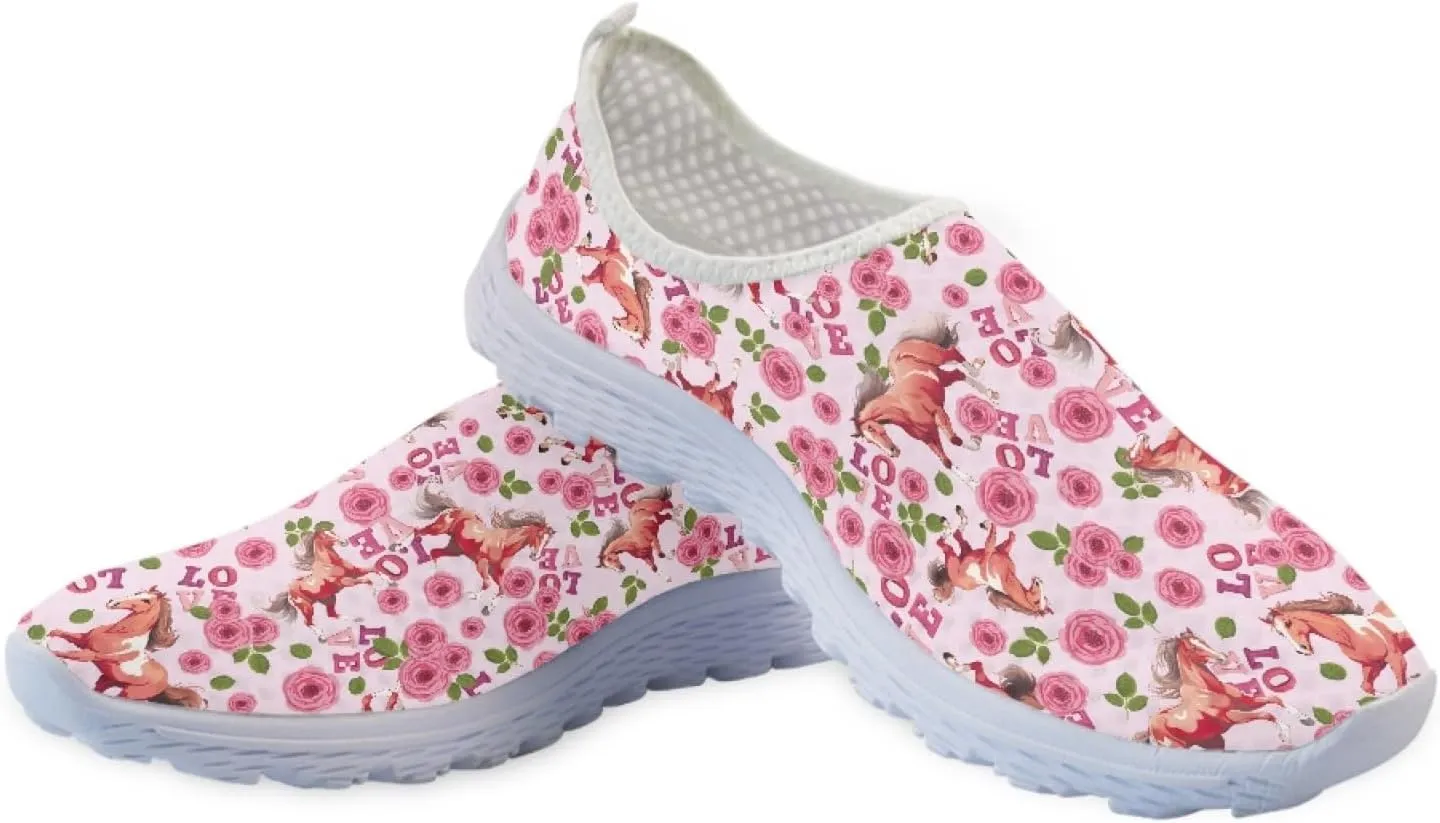 Women's Running Shoes Breathable Athletic Tennis Shoes Casual Lightweight Ladies Running Sneakers Slip On Flats Loafer