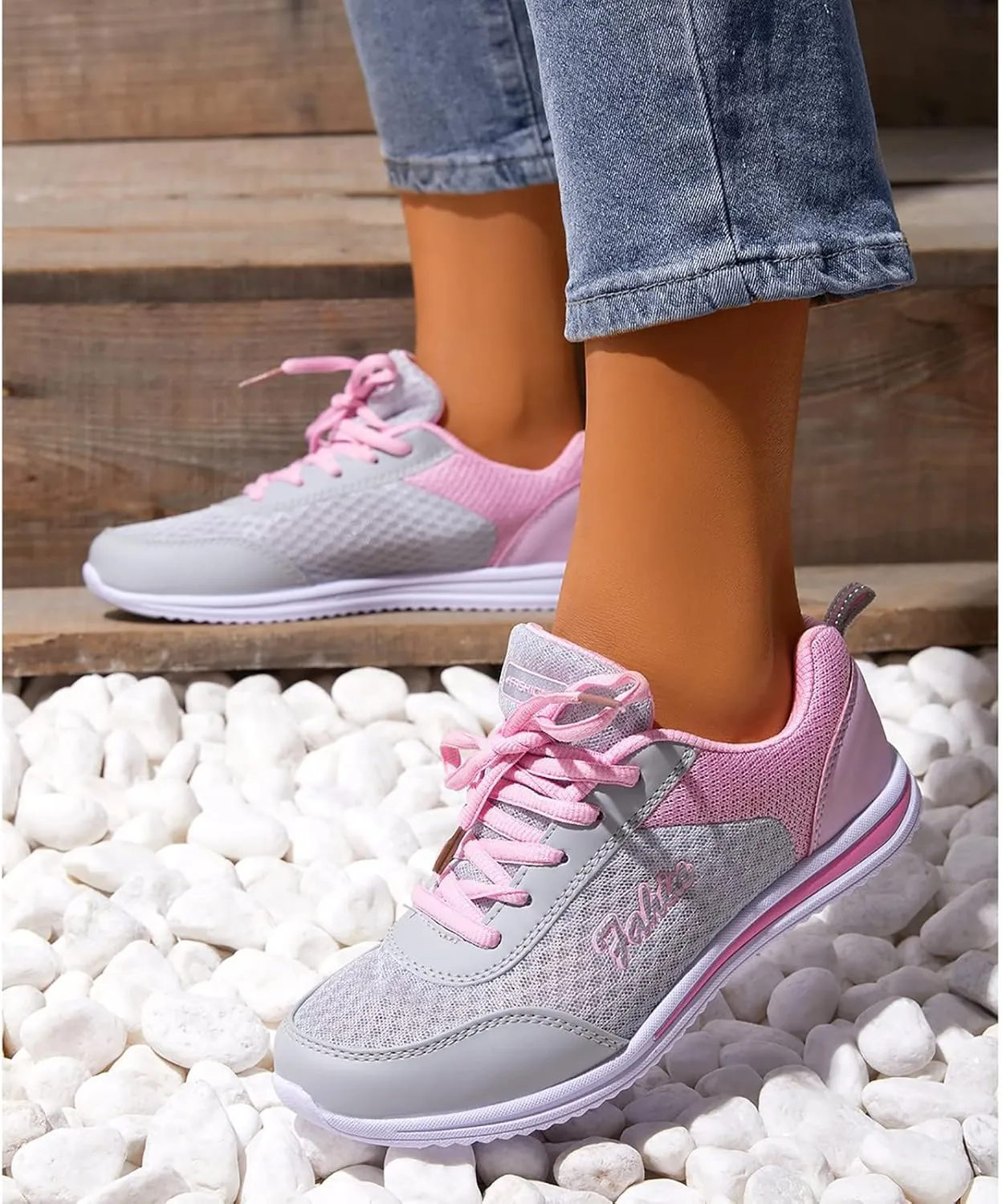 Womens Running Shoes Colorblock Casual Shoes Men Sneakers Women Trendy Comfortable Walking Shoes Slip On Shoes Gym Fitness Shoes for Ladies