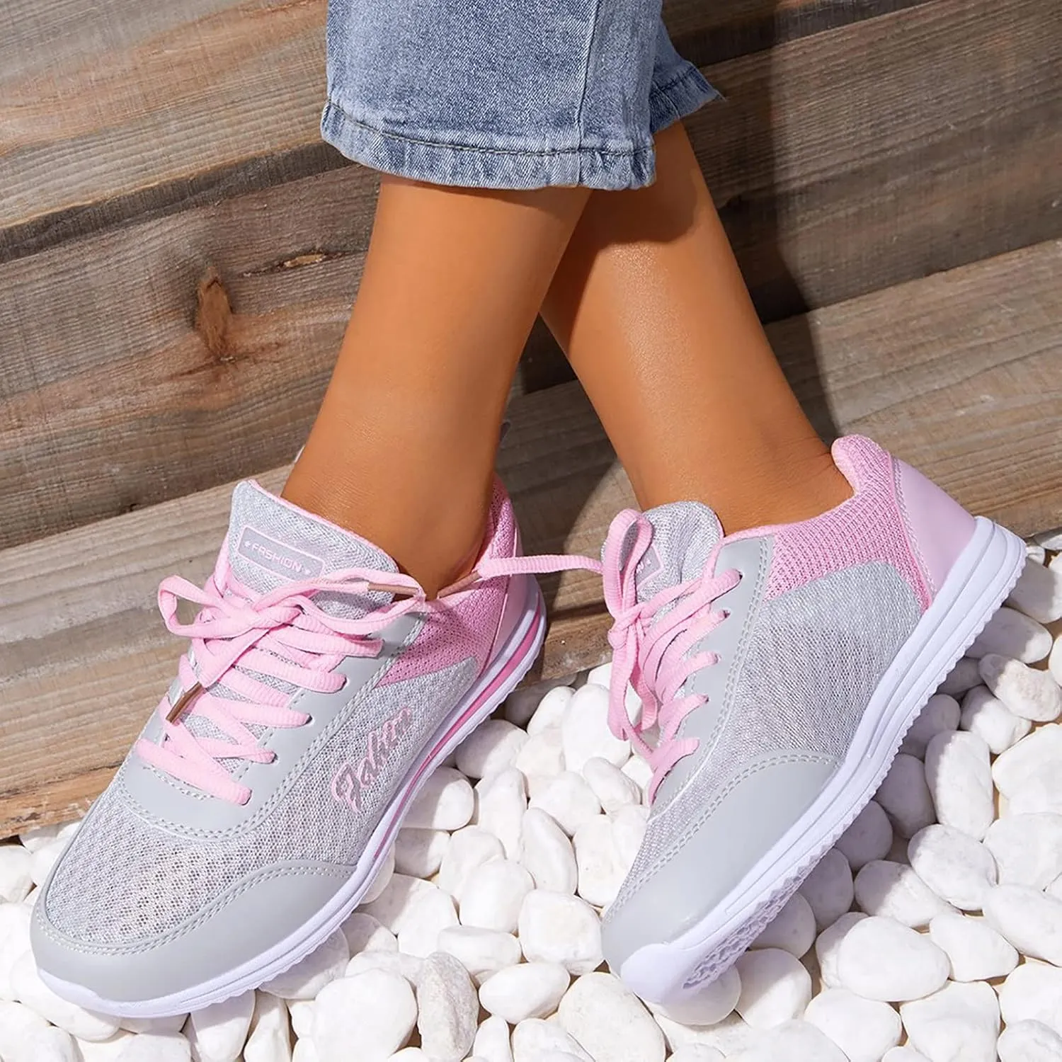 Womens Running Shoes Colorblock Casual Shoes Men Sneakers Women Trendy Comfortable Walking Shoes Slip On Shoes Gym Fitness Shoes for Ladies